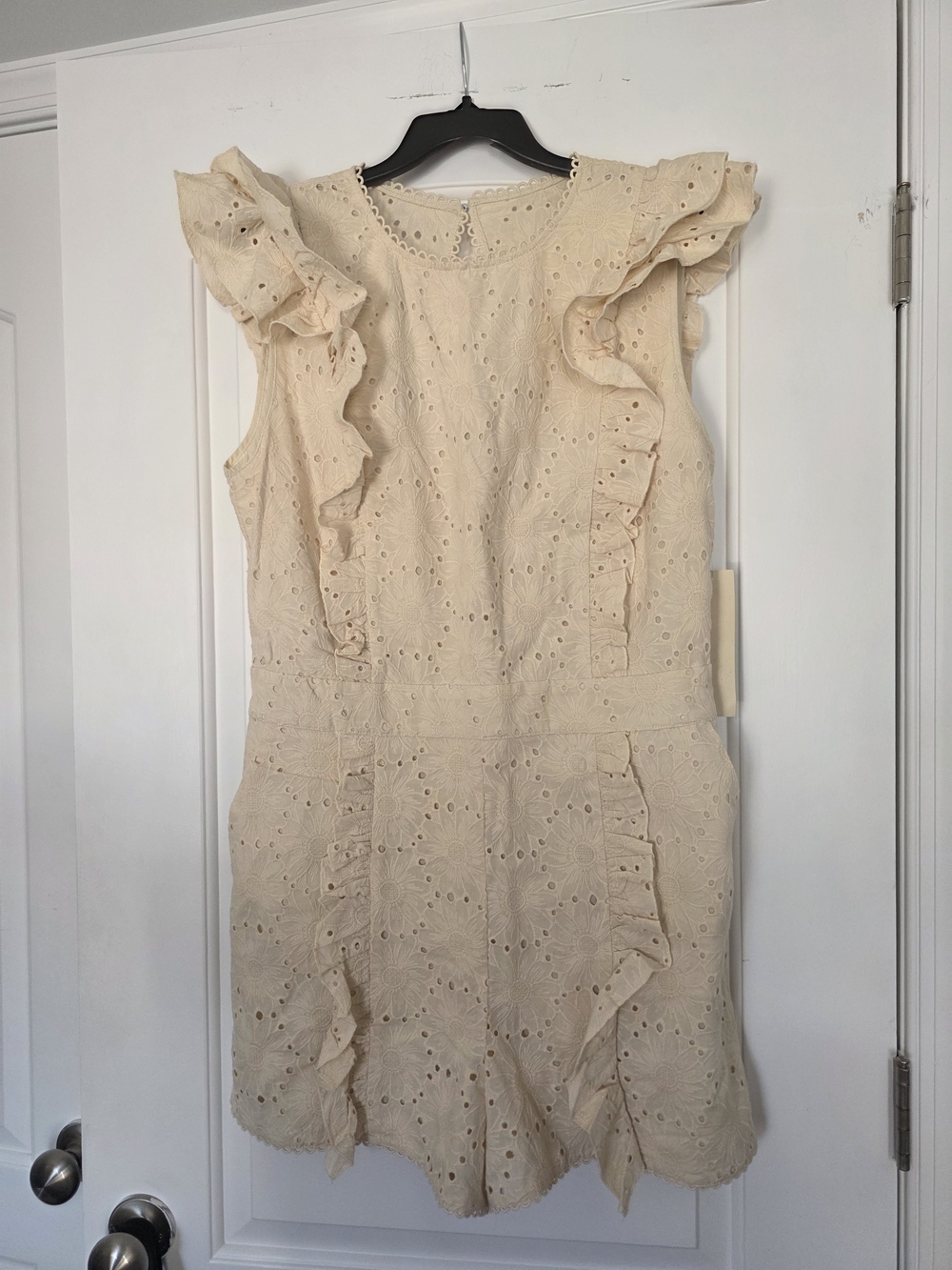 Women’s Cream Eyelet Ruffle Romper